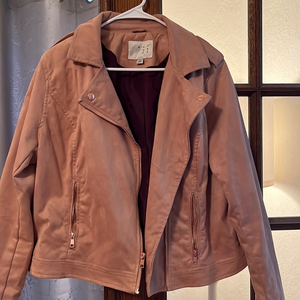 Pink Faux Leather Moto Jacket